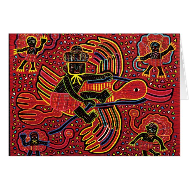 Kuna Indian Stork Bringing Baby Design (Voorkant Horizontaal)