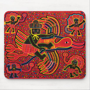 Kuna Indian Stork Bringing Baby Design Muismat