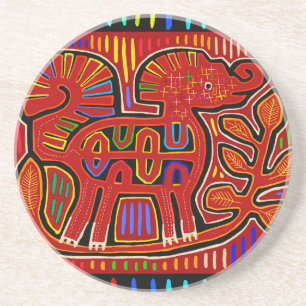 Kuna Indische Baby Olifant - Mola Folk Art Zandsteen Onderzetter