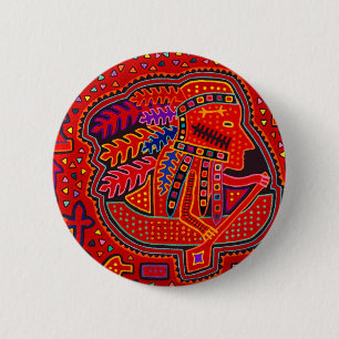 Kuna Indische man in kano Ronde Button 5,7 Cm