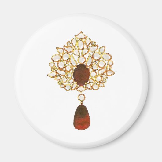 Kundan & ruby brooch magneet (Voorkant)