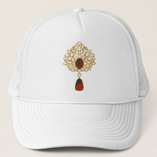 Kundan & ruby brooch trucker pet (Voorkant)