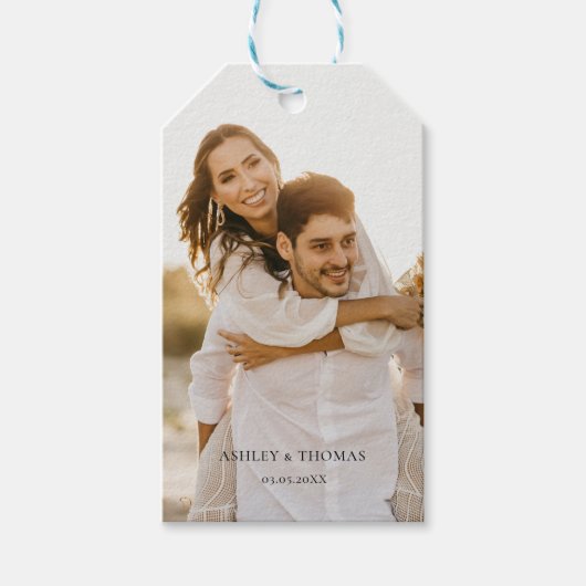 Kundenspezifische Photo Hochzeit Geschenkanhänger Cadeaulabel (Voorkant)