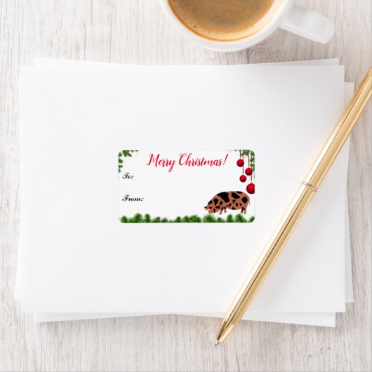 KuneKune Pig Boerderij met kerstcadeaus Label (Insitu)