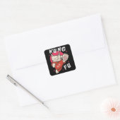 Kung Fu Cat Vierkante Sticker (Envelop)
