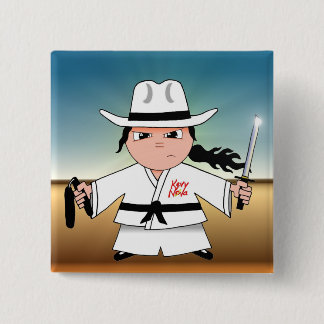 Kung Fu Cowboy Flair! Vierkante Button 5,1 Cm