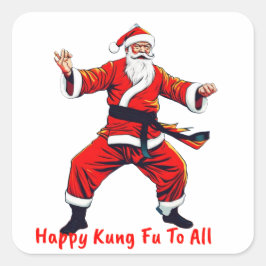 Kung Fu Fighting Santa Vierkante Sticker