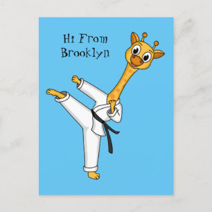 Kung Fu giraffe cartoon Briefkaart