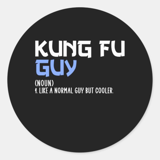 kung fu guy ronde sticker (Voorkant)