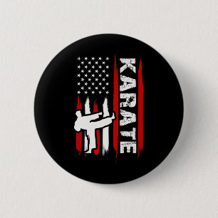 Kung Fu Karate Usa Vlag Zwarte Band Vechtkunst Ronde Button 5,7 Cm