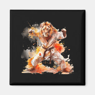 Kung Fu Leeuw Waterverf Judo Taekwondo Kickboksen Magneet