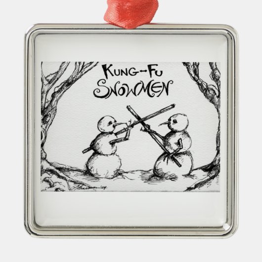 Kung Fu Snowmen Metalen Ornament (Voorkant)