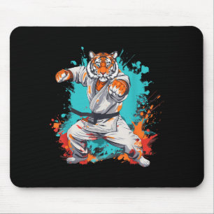 Kung Fu Tijger Waterverf Vechtkunst Jiu-Jitsu Muismat