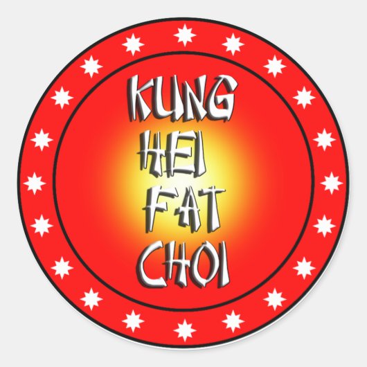 Kung Hei Fat Choi Ronde Sticker (Voorkant)