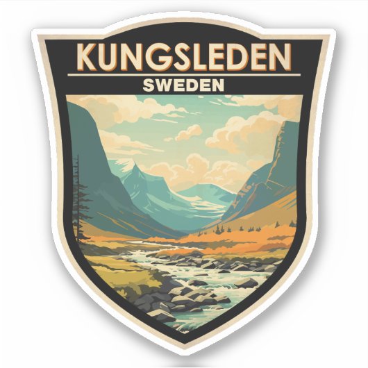 Kungsleden Zweden Reizen Kunst Vintage Sticker (Voorkant)