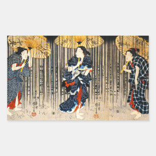 Kuniyoshi Drie vrouwen met paraplu Stickers