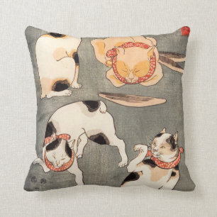 Kuniyoshi Four Cats Pillow Kussen