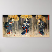 Kuniyoshi Trois Femmes Avec Poster Des Parapluies (Devant)