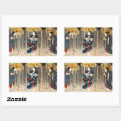 Kuniyoshi Trois Femmes Avec Stickers Parapluies (Feuille)