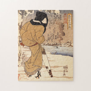 Kuniyoshi Woman loopt in de sneeuwpuzzel Legpuzzel