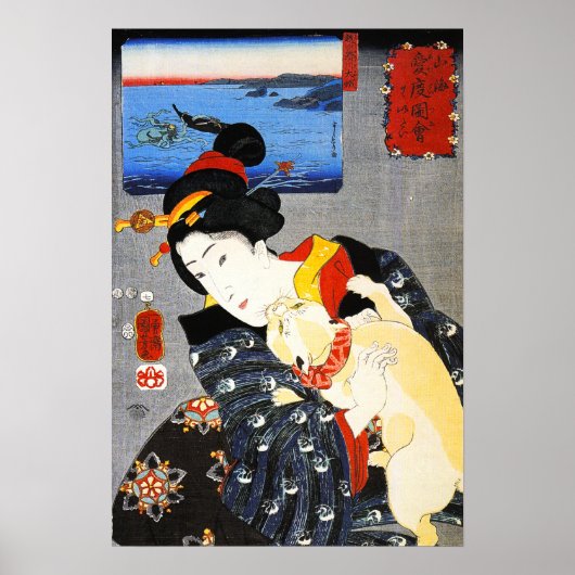 Kuniyoshi Woman with a Cat Poster (Devant)