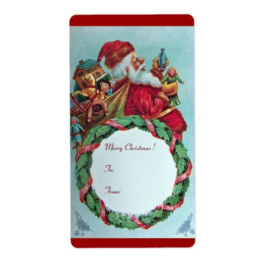 KUNNEN EN HUMOROUS SANTA CLAUS KROEIEN ETIKET (Voorkant)