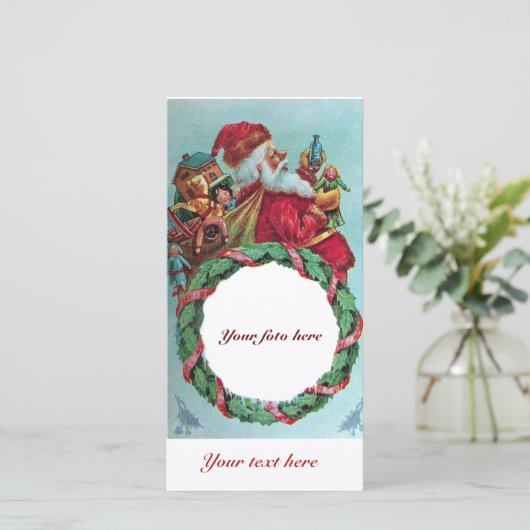 KUNNEN EN HUMOROUS SANTA CLAUS KROEIEN FEESTDAGENKAART (Staand voorkant)