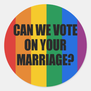 KUNNEN WE OP UW MARRIAGE STEMMEN? RONDE STICKER