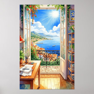 Kunst aan de muur. Balkon Poster