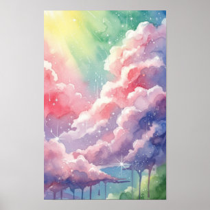 Kunst aan de muur. Helder wolken Poster