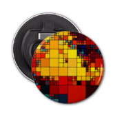 Kunst abstract levendig geometrisch patroon van de button flesopener (Voorkant)