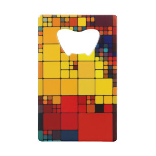 Kunst abstract levendig geometrisch patroon van de kredietkaart flessenopener