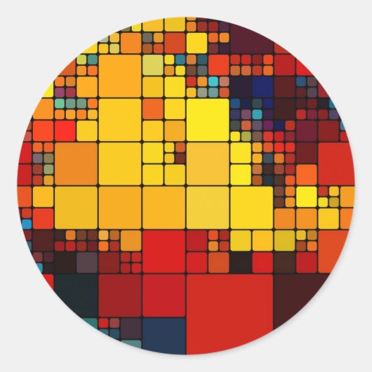 Kunst abstract levendig geometrisch patroon van de ronde sticker (Voorkant)