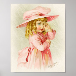Kunst Afdrukken van Maud Humphrey Girl in regen Poster