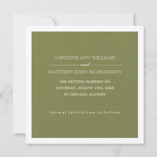 kunst Burlap Textuur sparen de DatumWeddenschap Kaart (Achterkant)