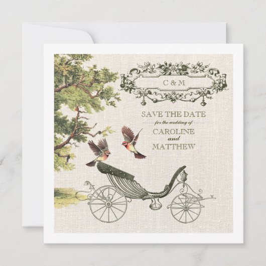 kunst Burlap Textuur sparen de DatumWeddenschap Kaart (Voorkant)