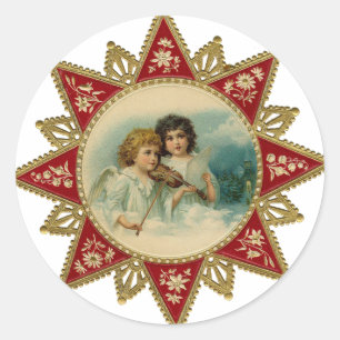 kunst - Christmas Angels Ronde Sticker