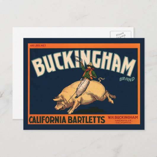 Kunst Cowboy met een etiket op fruitkratten op va Briefkaart (Voorkant / Achterkant)