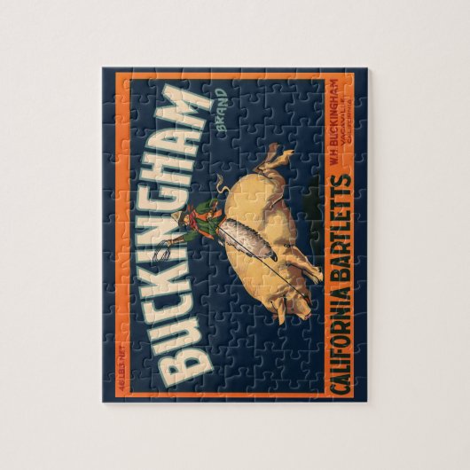 Kunst Cowboy met een etiket op fruitkratten op va Legpuzzel (Verticaal)