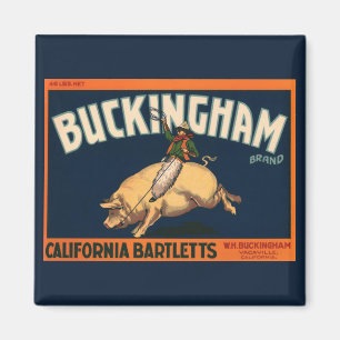 Kunst Cowboy met een  etiket op fruitkratten op va Magneet