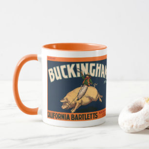 Kunst Cowboy met een  etiket op fruitkratten op va Mok