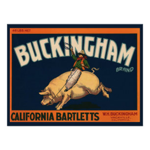 Kunst Cowboy met een  etiket op fruitkratten op va Perfect Poster