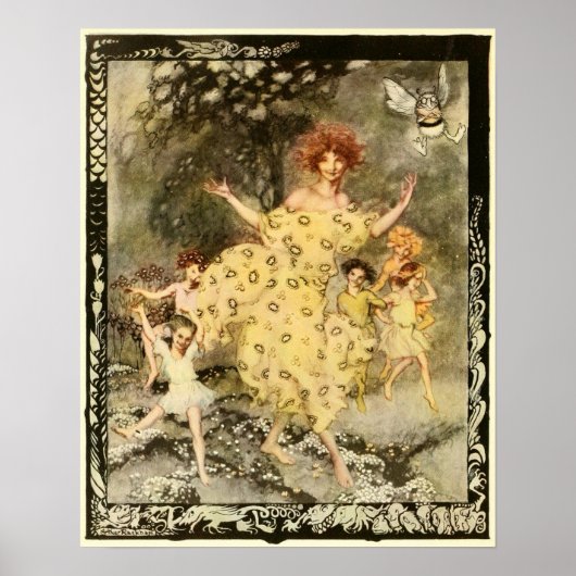 kunst "Dans of Spring" Arthur Rackham Poster (Voorkant)