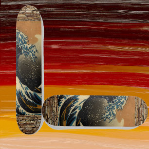  kunst de grote golf japans kunstenaar oceaan skateboard