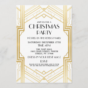 Kunst december 1920 nodigt Gatsby Party Gold uit Kaart