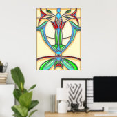 Kunst Deco Abstracte Tulieren Poster (Thuiskantoor)