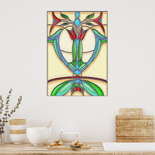 Kunst Deco Abstracte Tulieren Poster (Keuken)