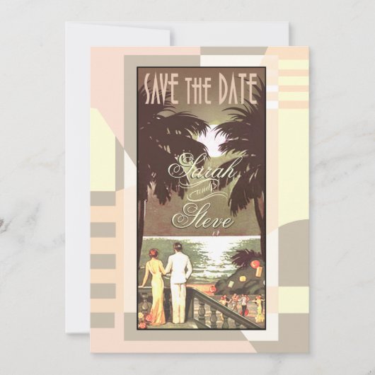 Kunst Deco  Beach sparen de DATUM Save The Date (Voorkant)