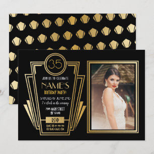 Kunst Deco Birthday Party van 1920 Foto nodigt Gat Kaart