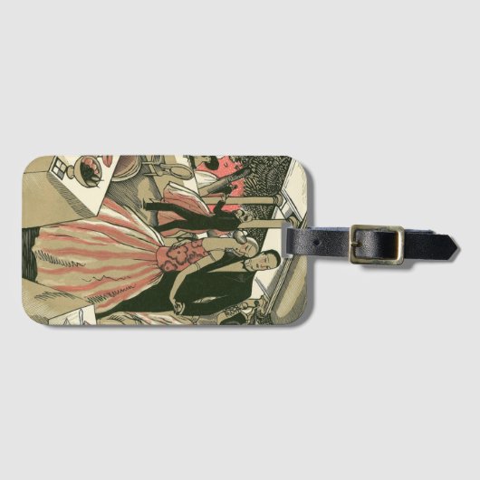  kunst deco bruilding, Pas getrouwd eerste dansdag Bagagelabel (Voorkant (horizontaal))